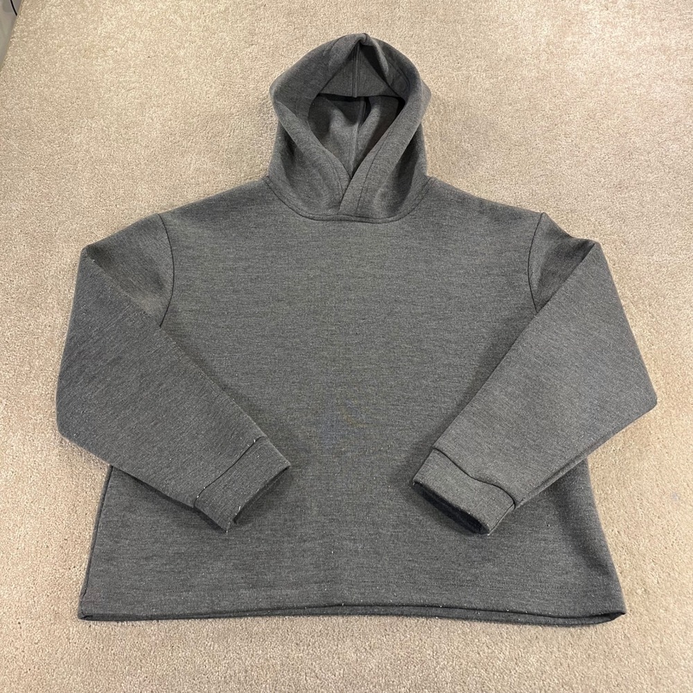 Zara Hoodie Womens Medium Gray Boxy Oversized Pullover Knit Crossover Hood